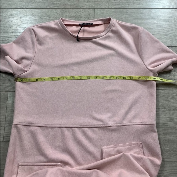Zara Faux Suede Pink Mod Short Sleeve Shift Mini Dress - Picture 8 of 9